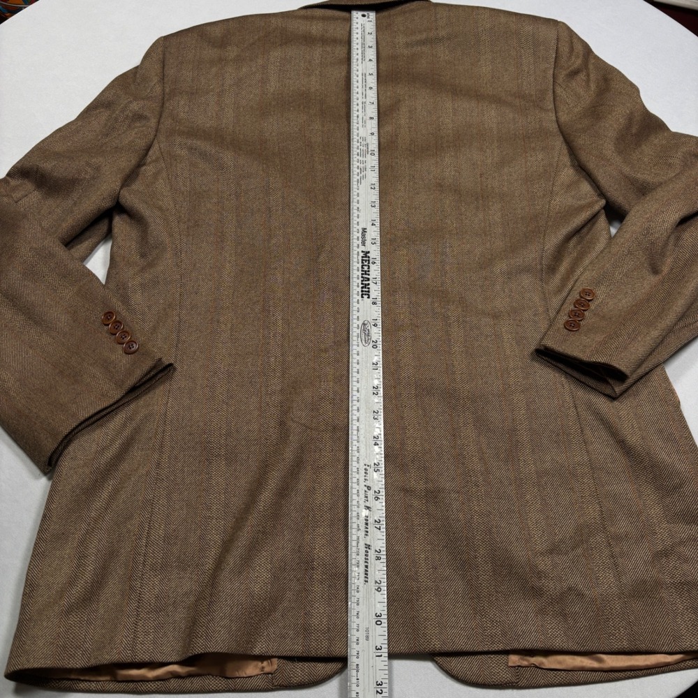Brooks Brothers Saxon Sport Coat Men 43R Brown Herringbone Striped 2-Button USA - Picture 13 of 15